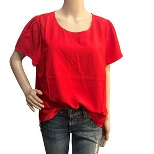 NWT J Crew Short-sleeve crepe top Sz XXL Red